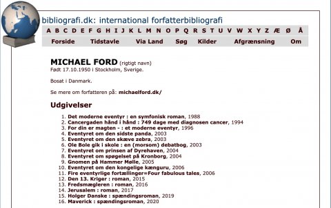 International forfatter bibliografi, Michael Ford
